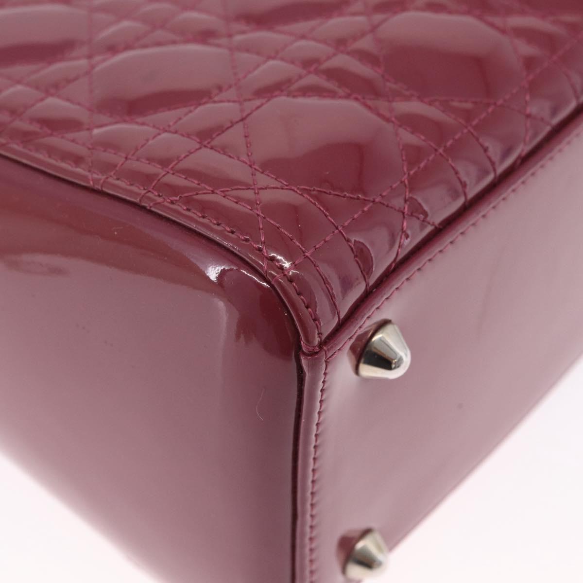 Christian Dior Canage Hand Bag Patent leather 2way Pink Silver Auth mr3134V