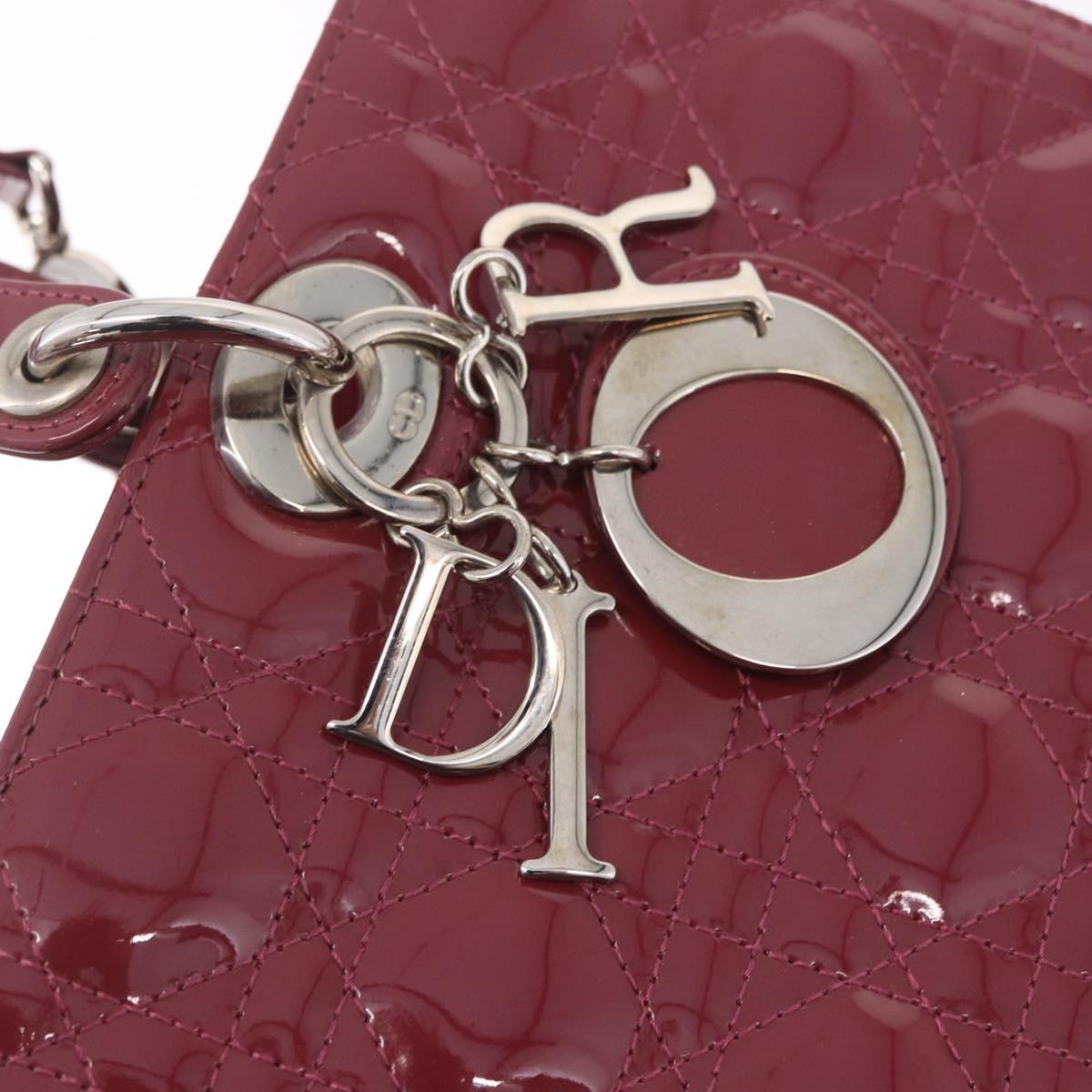 Christian Dior Canage Hand Bag Patent leather 2way Pink Silver Auth mr3134V