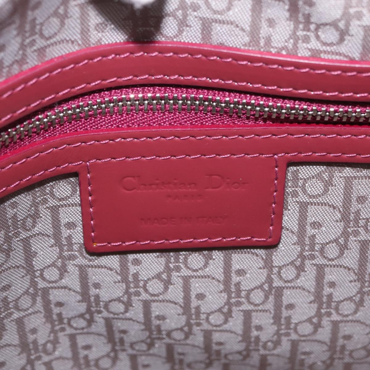 Christian Dior Canage Hand Bag Patent leather 2way Pink Silver Auth mr3134V
