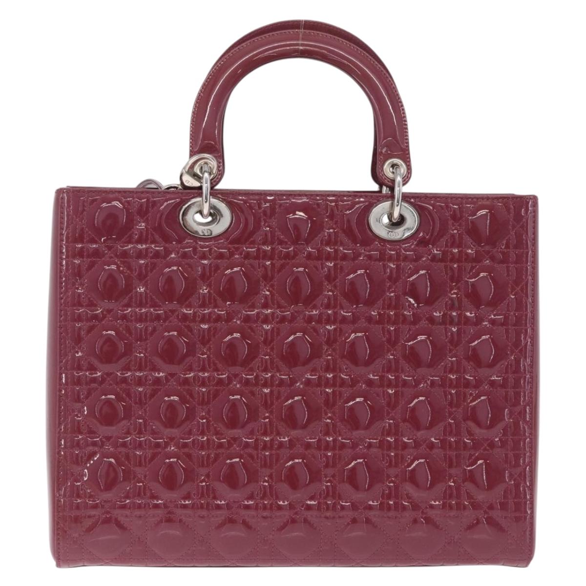 Christian Dior Canage Hand Bag Patent leather 2way Pink Silver Auth mr3134V