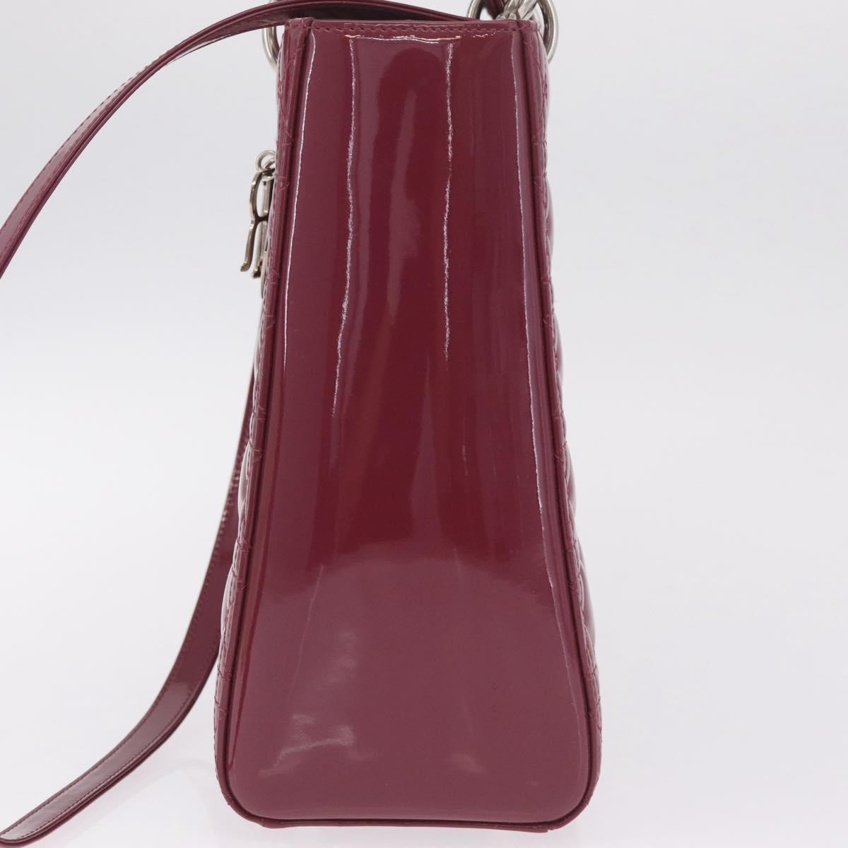 Christian Dior Canage Hand Bag Patent leather 2way Pink Silver Auth mr3134V