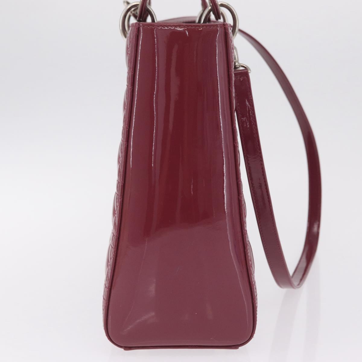 Christian Dior Canage Hand Bag Patent leather 2way Pink Silver Auth mr3134V