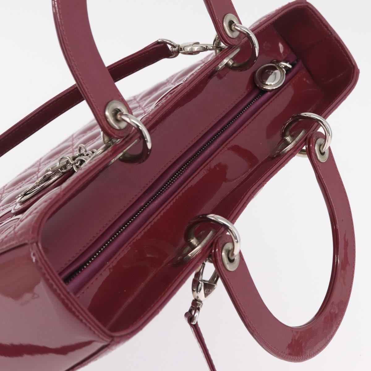 Christian Dior Canage Hand Bag Patent leather 2way Pink Silver Auth mr3134V