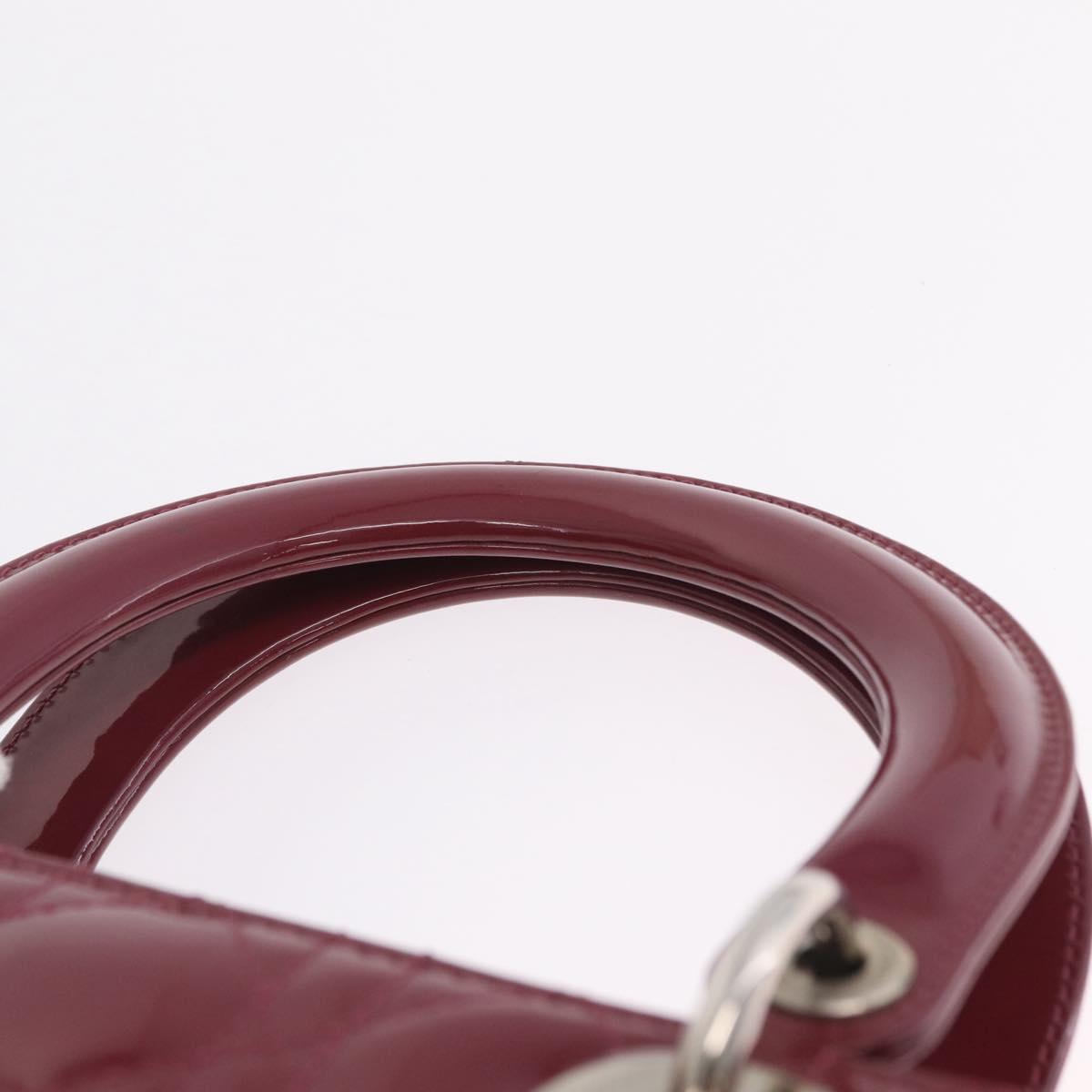Christian Dior Canage Hand Bag Patent leather 2way Pink Silver Auth mr3134V
