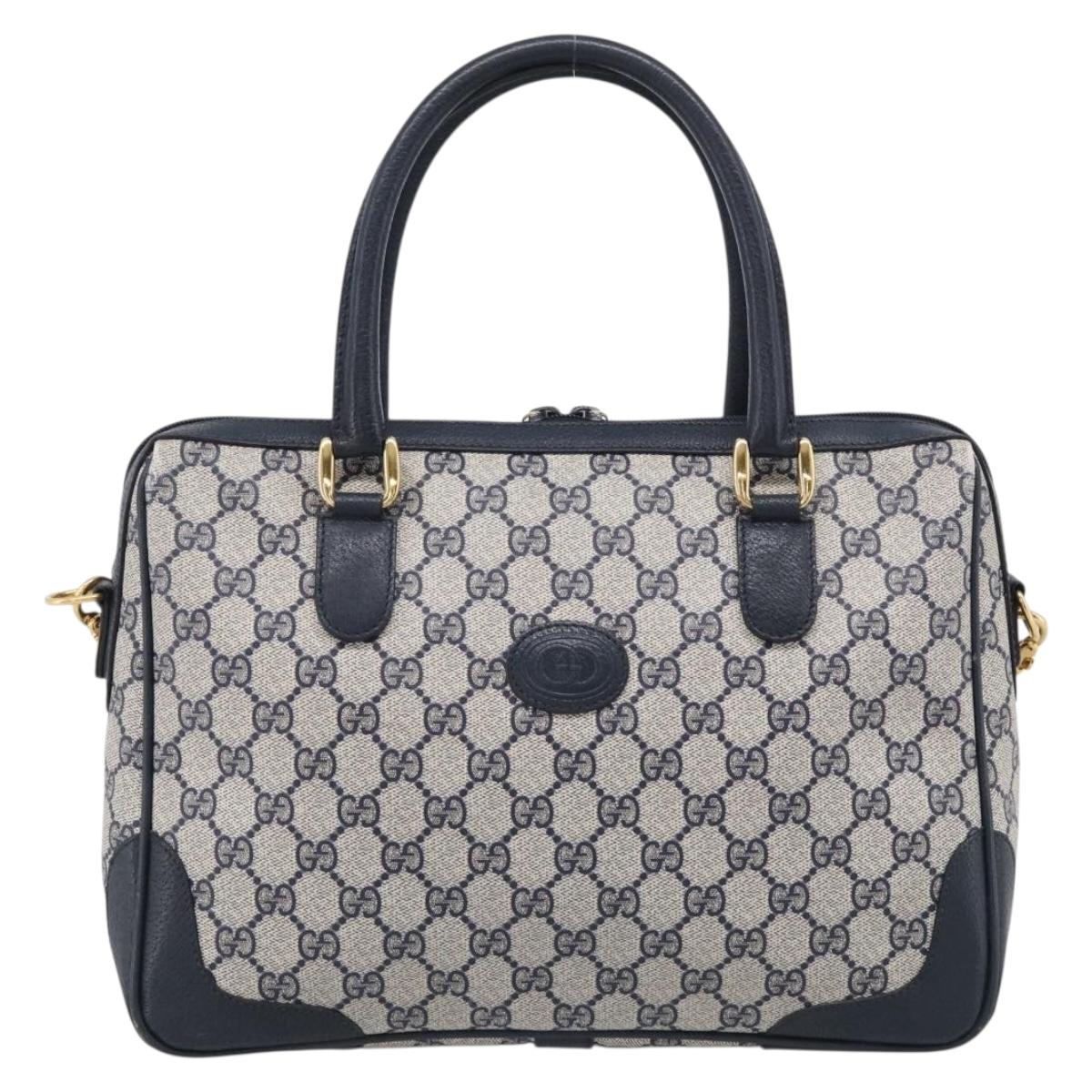 GUCCI Micro GG Supreme Hand Bag PVC 2way Navy Gold 002 122 0033 Auth mr3135