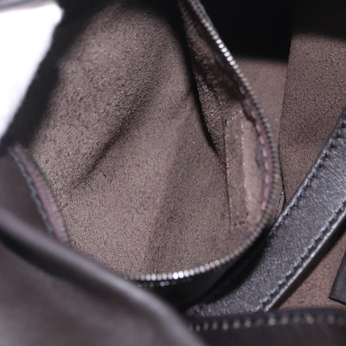 FENDI Shoulder Bag Leather Brown Silver Auth mr3138