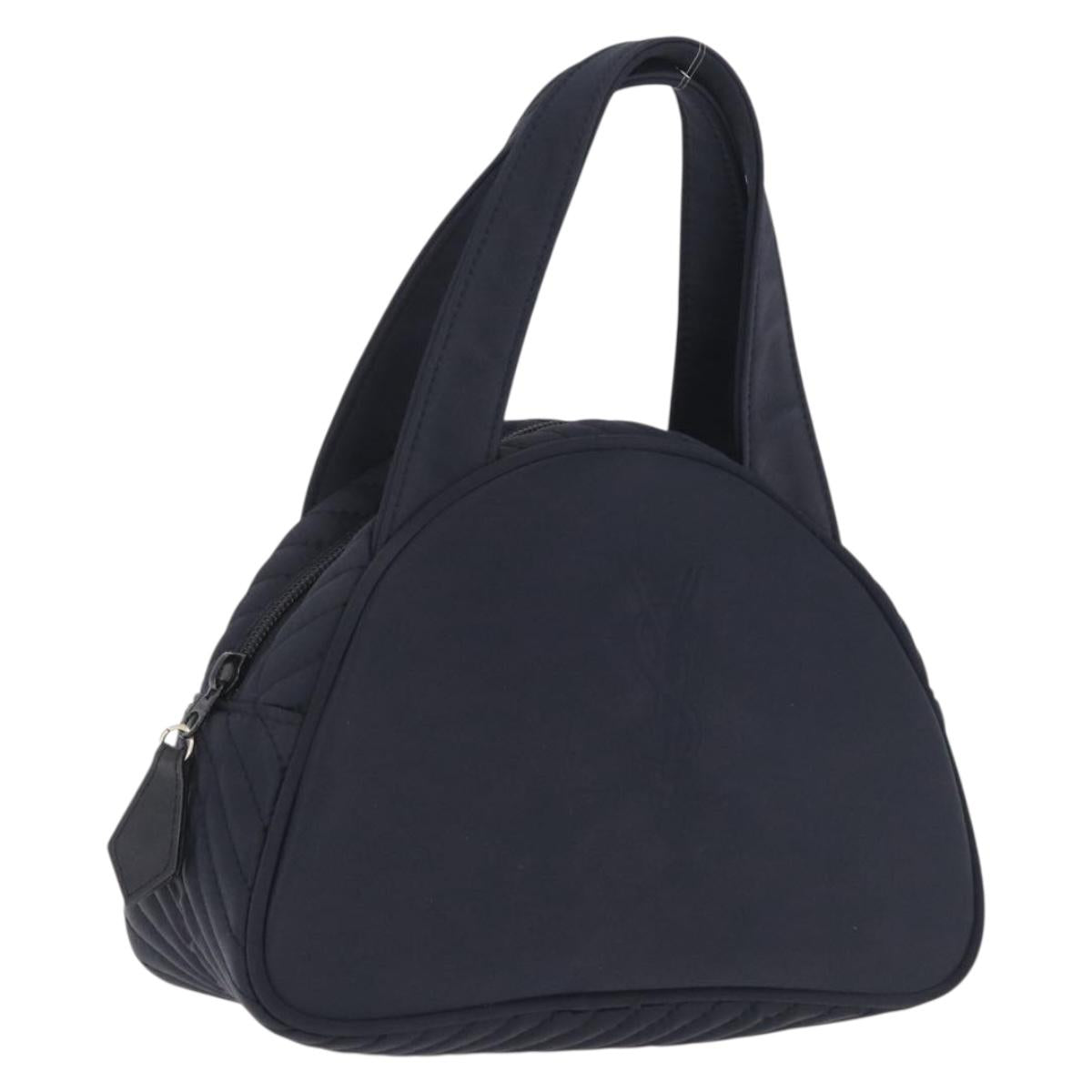 Saint Laurent Hand Bag Nylon Navy Silver Auth mr3139