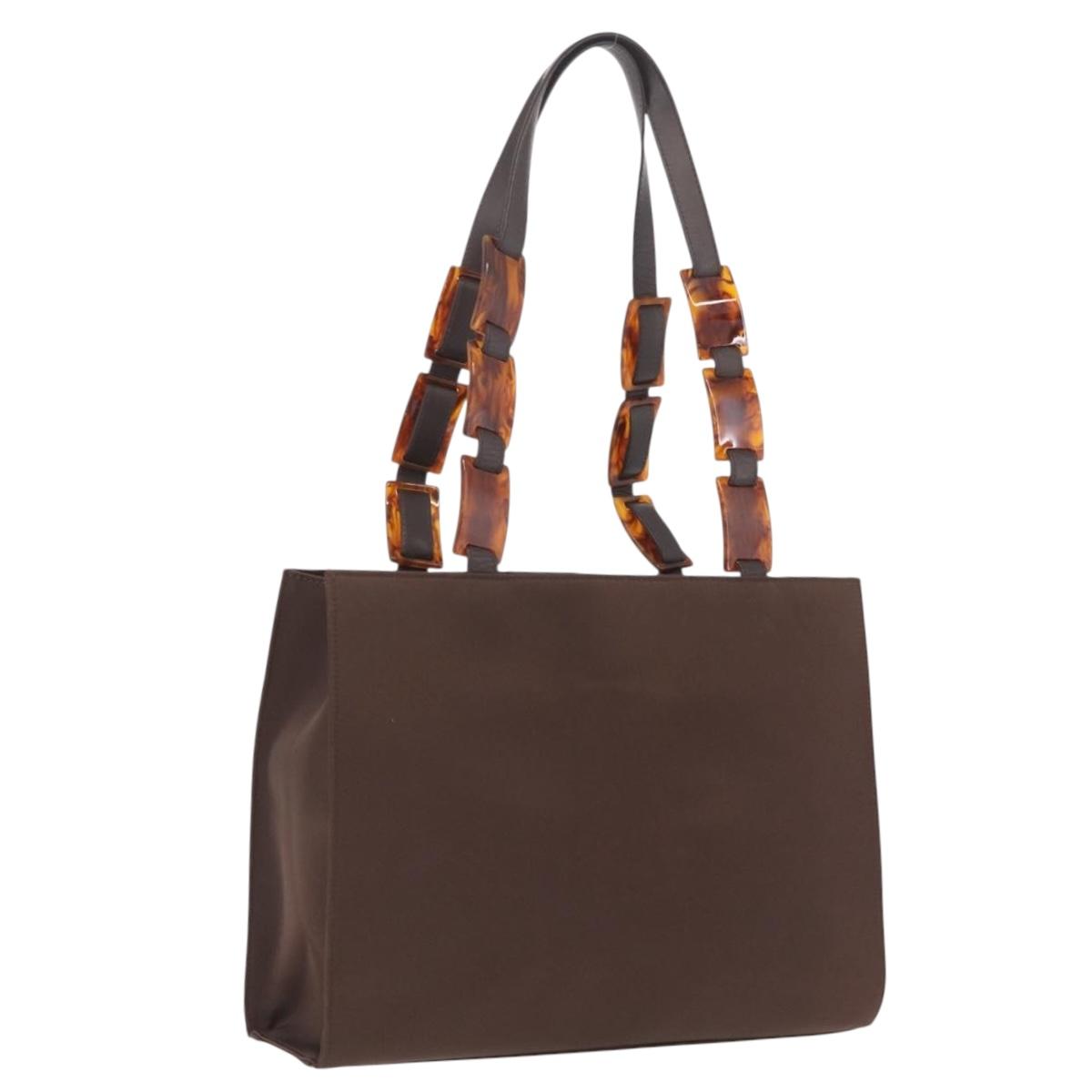 Saint Laurent Tote Bag Nylon Brown Auth mr3140