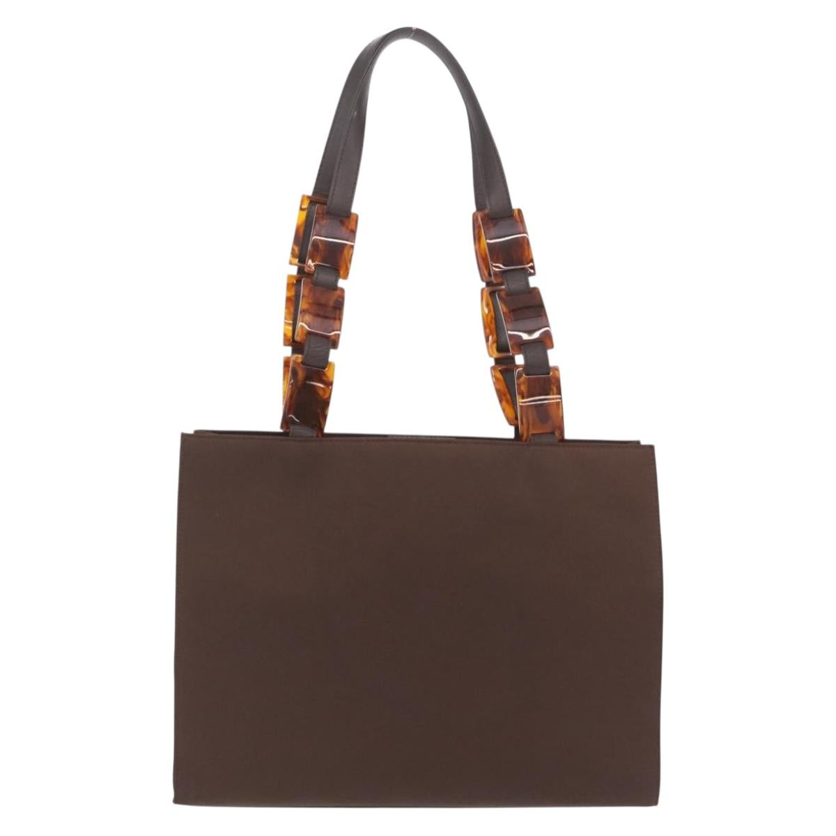 Saint Laurent Tote Bag Nylon Brown Auth mr3140