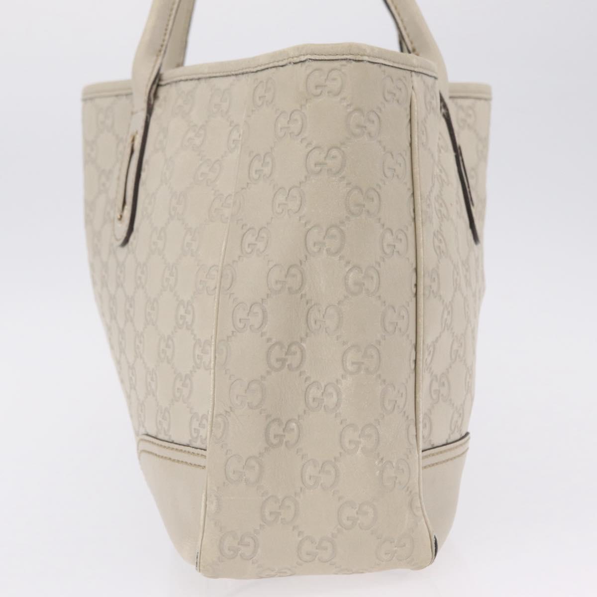 GUCCI GG Canvas Guccissima Tote Bag Leather White Gold 163805 Auth mr3143