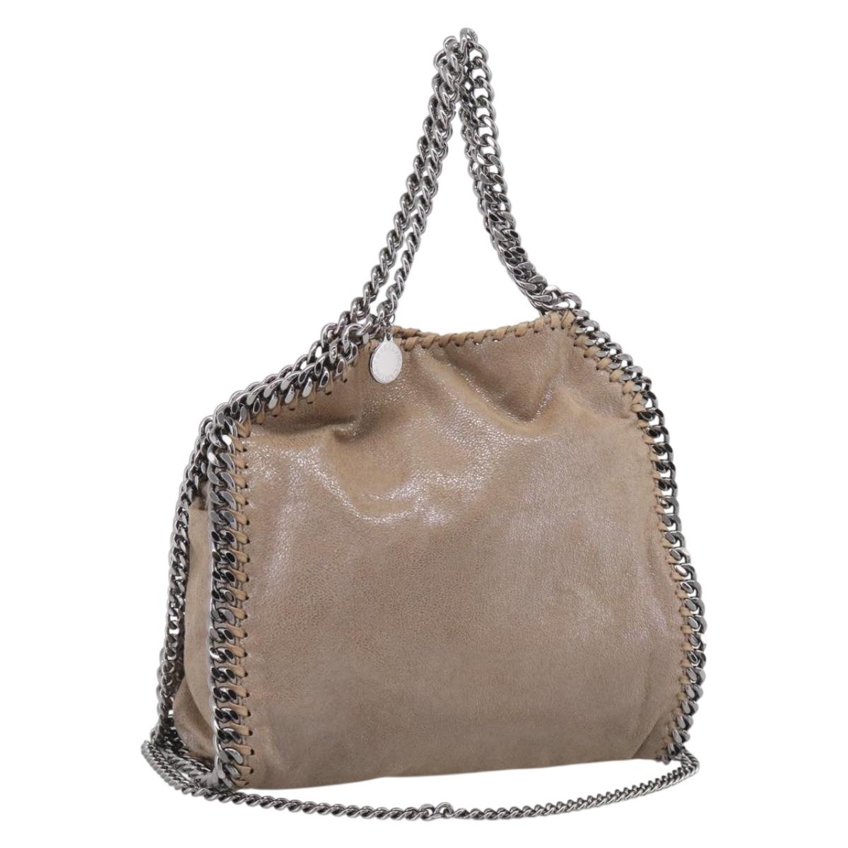 Stella McCartney Chain Falabella Bag Canvas Beige Silver 371223 Auth mr3144A