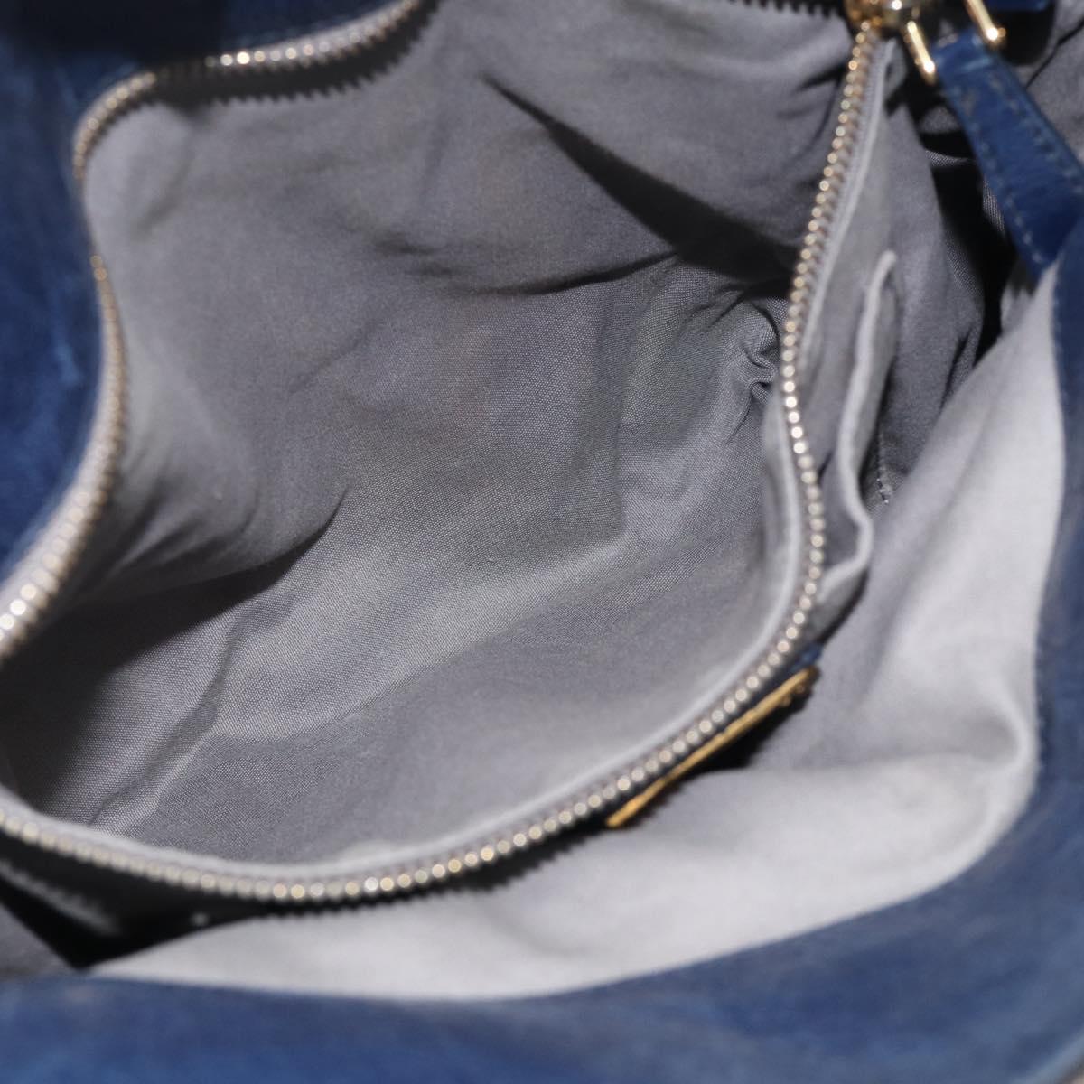Miu Miu Hand Bag Leather 2way Navy Gold Auth mr3145V