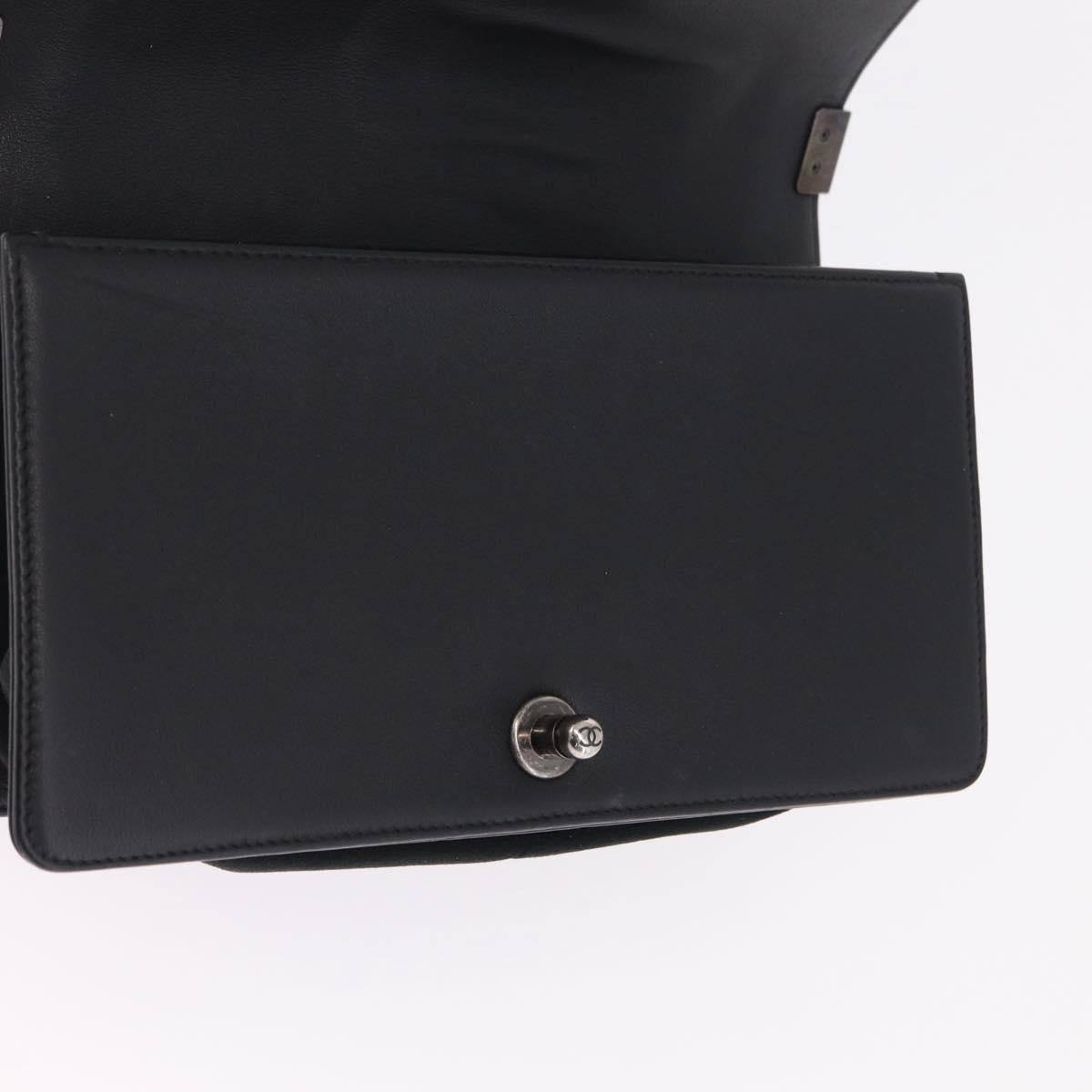 CHANEL Matelasse Boy Chanel Chain Bag Velor Black Silver CC Auth mr3146V