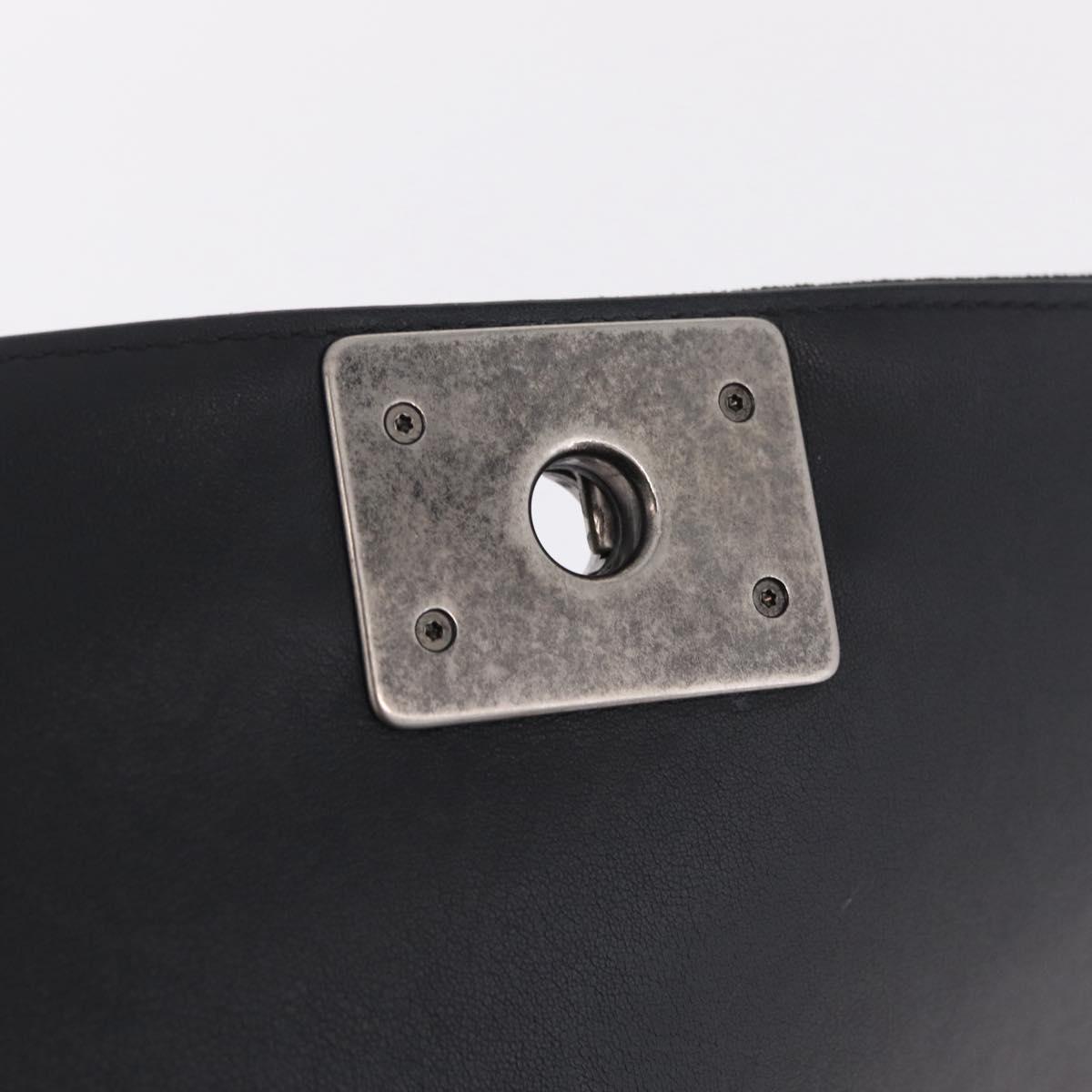 CHANEL Matelasse Boy Chanel Chain Bag Velor Black Silver CC Auth mr3146V