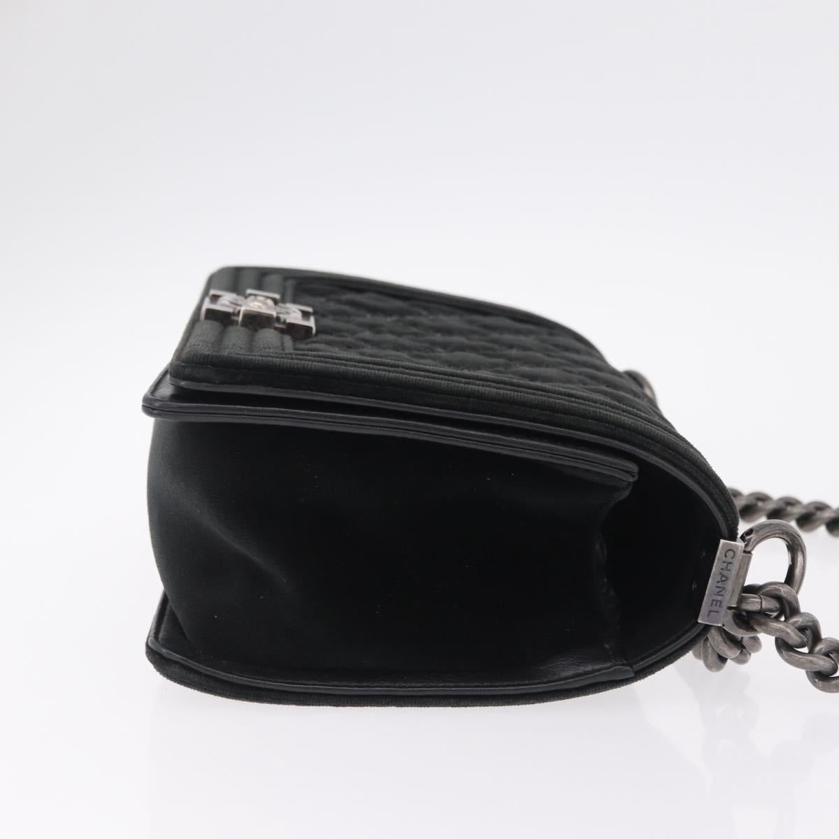 CHANEL Matelasse Boy Chanel Chain Bag Velor Black Silver CC Auth mr3146V