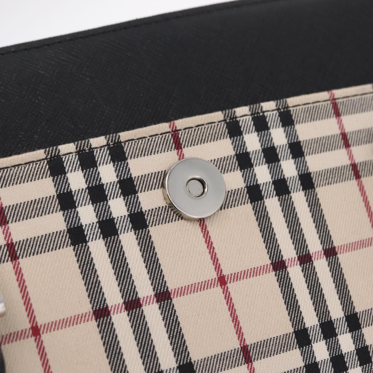 BURBERRY Nova Check Hand Bag Canvas Beige Silver Auth mr3151