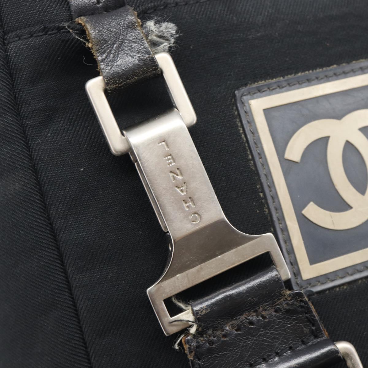 CHANEL Chanel sports Shoulder Bag Canvas Silver Black CC Auth mr3161