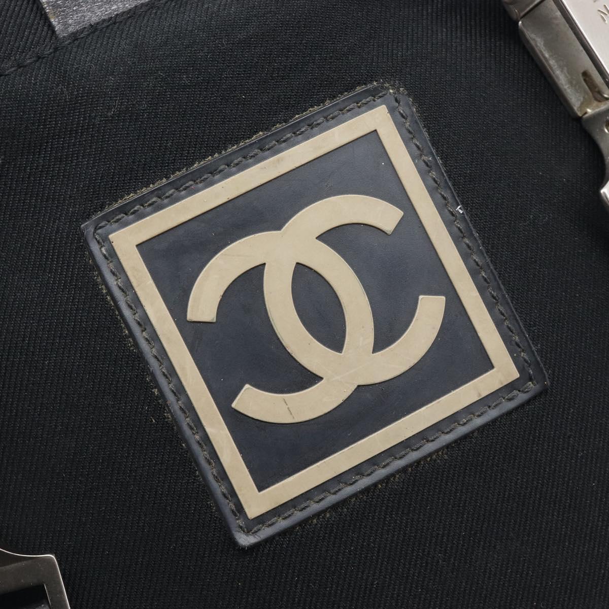 CHANEL Chanel sports Shoulder Bag Canvas Silver Black CC Auth mr3161