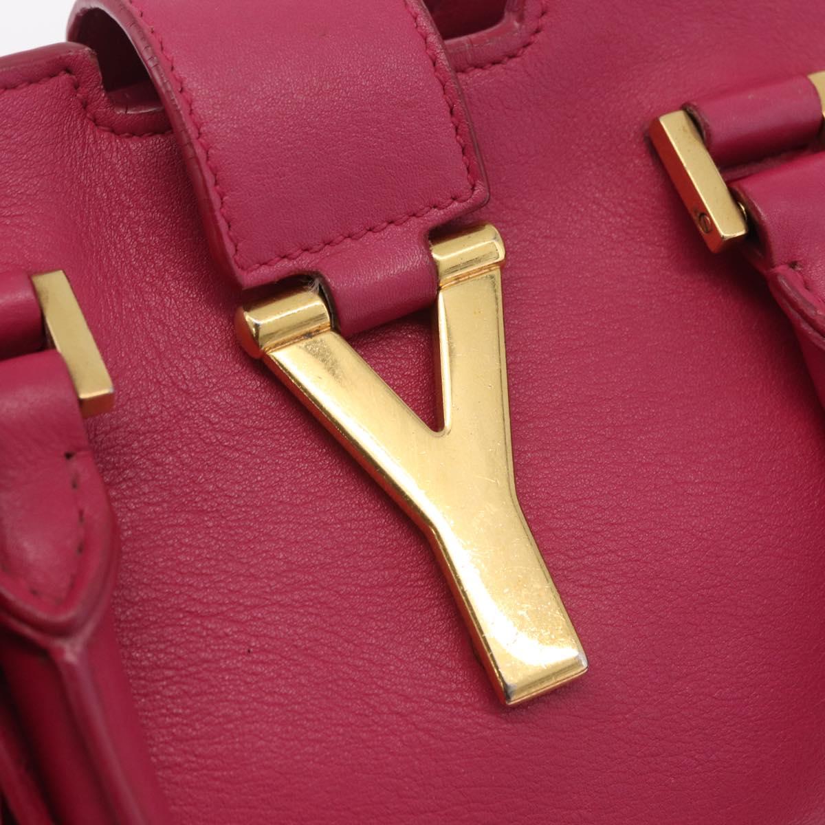 Saint Laurent Hand Bag Leather 2way Pink Gold Auth mr3162A