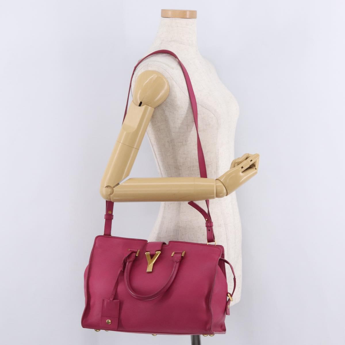 Saint Laurent Hand Bag Leather 2way Pink Gold Auth mr3162A