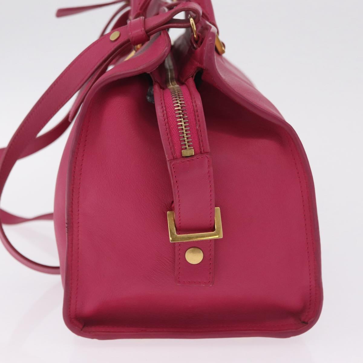 Saint Laurent Hand Bag Leather 2way Pink Gold Auth mr3162A
