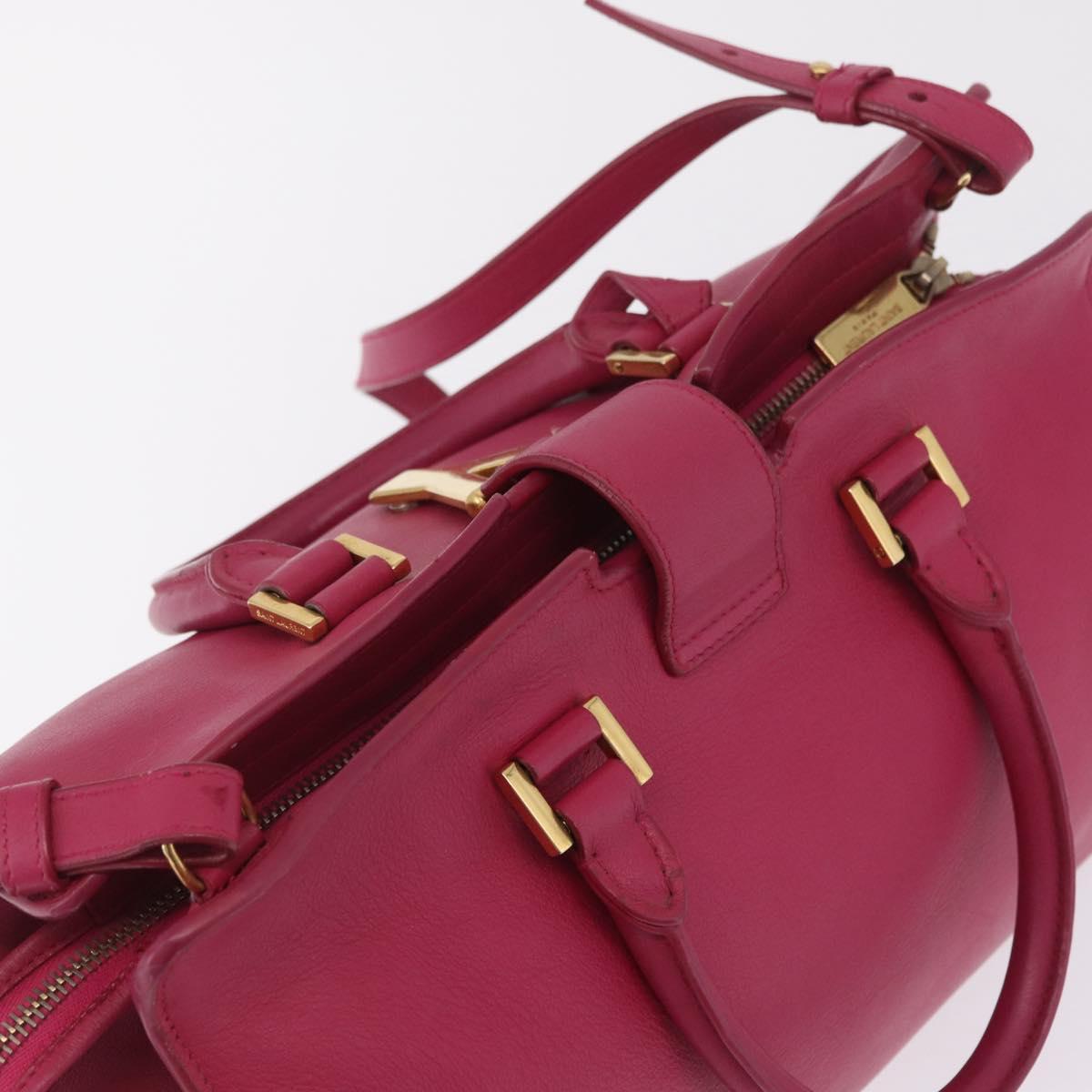 Saint Laurent Hand Bag Leather 2way Pink Gold Auth mr3162A