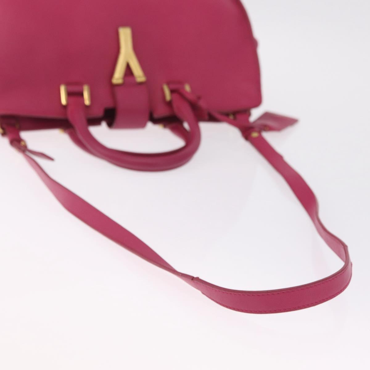 Saint Laurent Hand Bag Leather 2way Pink Gold Auth mr3162A