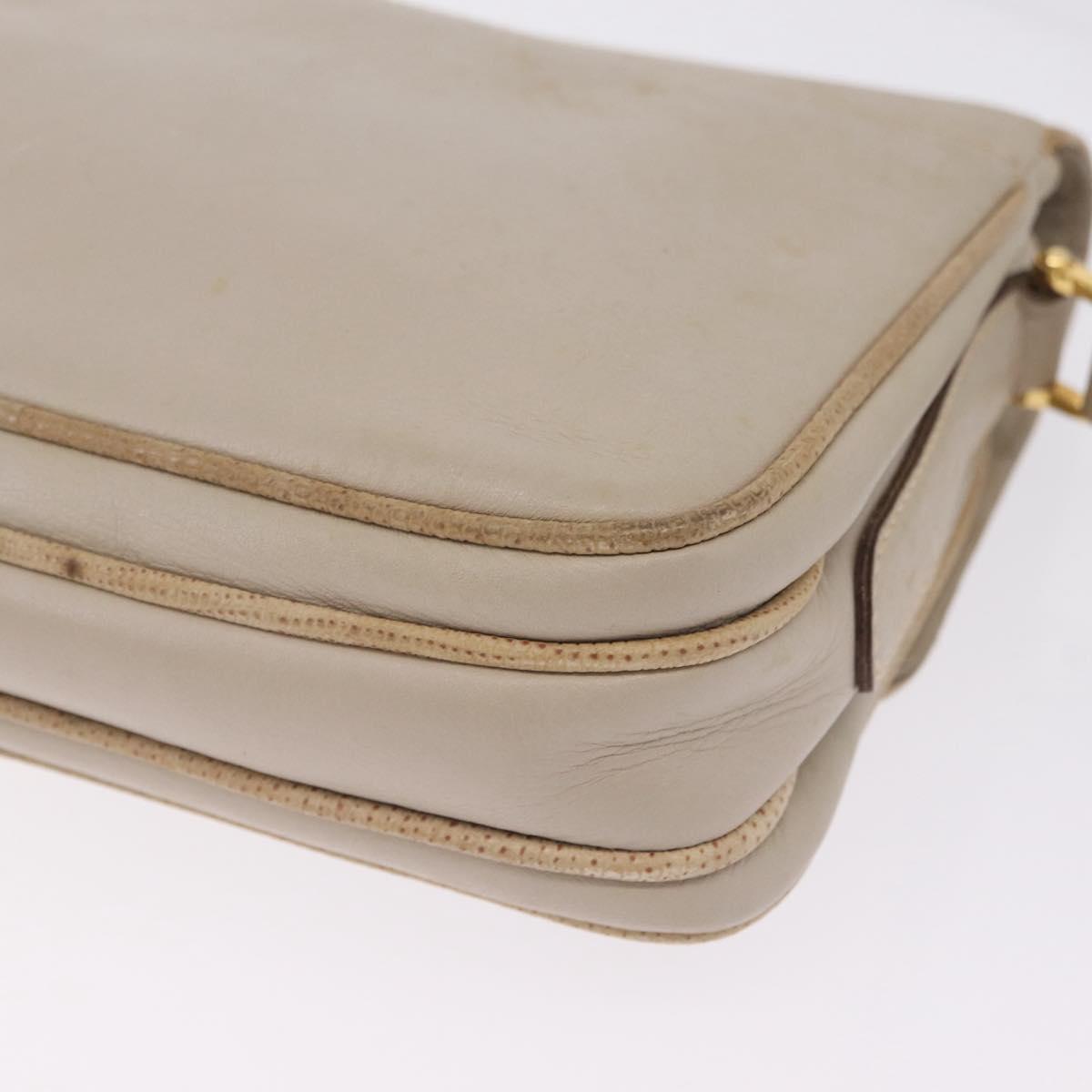 CELINE Shoulder Bag Leather Beige Gold Auth mr3163
