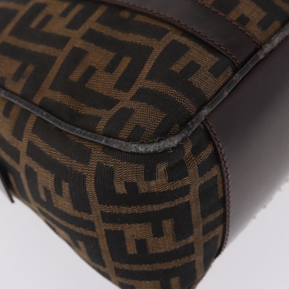 FENDI Zucca Canvas Hand Bag Black Brown Auth mr3164
