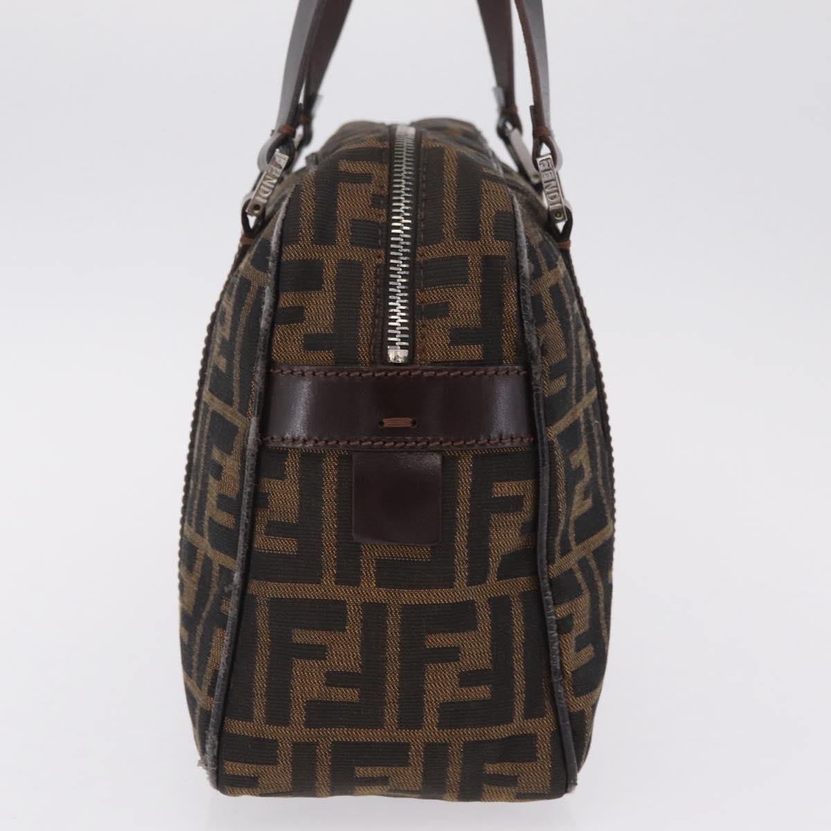 FENDI Zucca Canvas Hand Bag Black Brown Auth mr3164