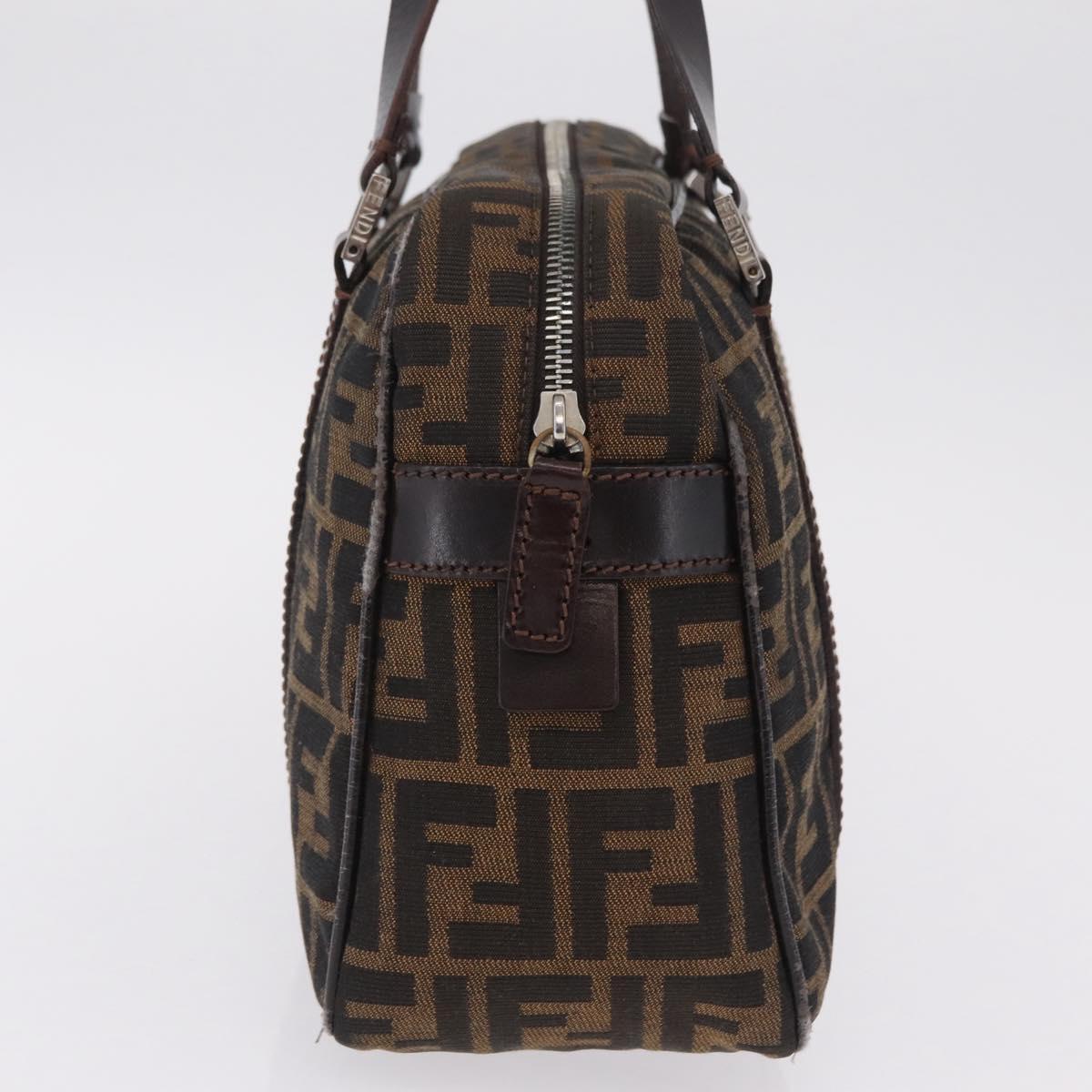 FENDI Zucca Canvas Hand Bag Black Brown Auth mr3164