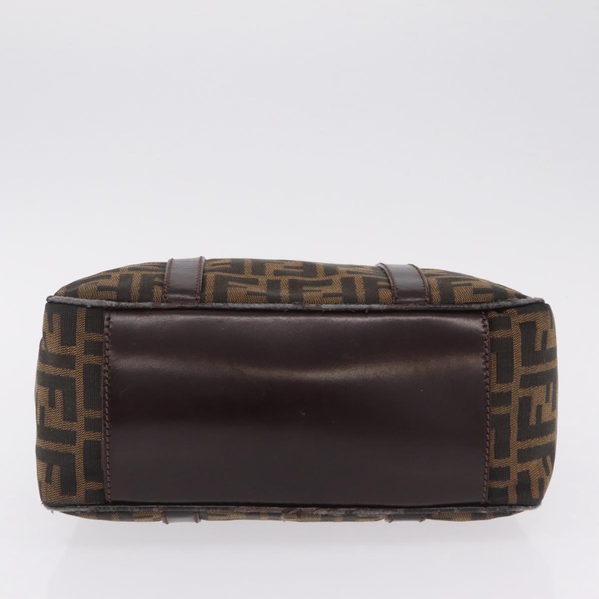 FENDI Zucca Canvas Hand Bag Black Brown Auth mr3164