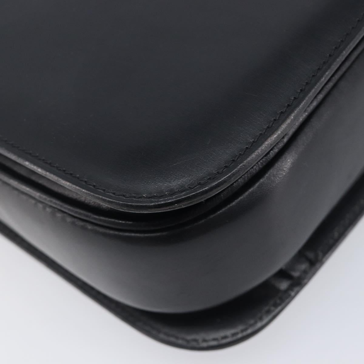 CELINE Horse Carriage Shoulder Bag Leather Black Gold Auth mr3168