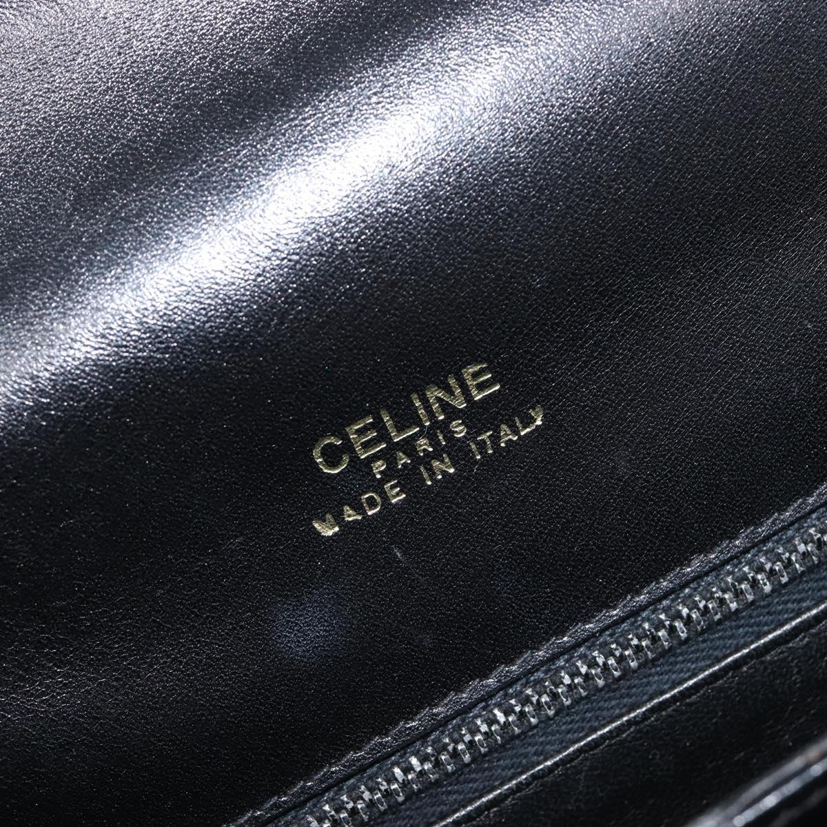 CELINE Horse Carriage Shoulder Bag Leather Black Gold Auth mr3168