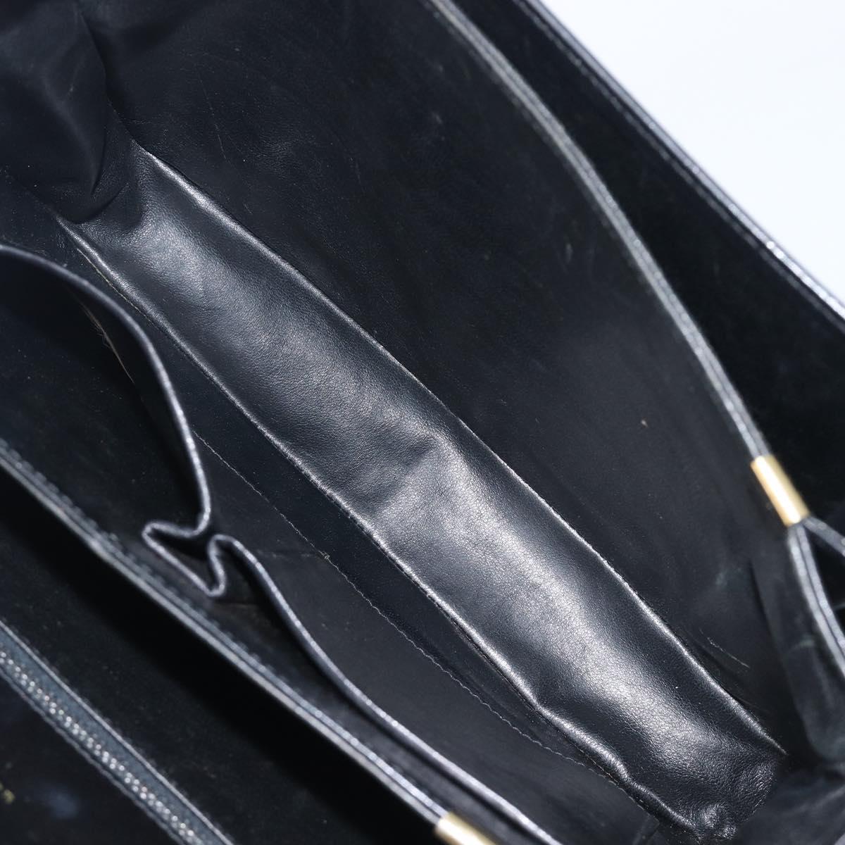 CELINE Horse Carriage Shoulder Bag Leather Black Gold Auth mr3168