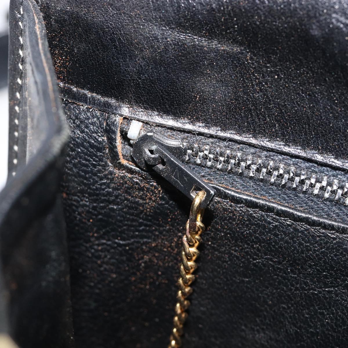 CELINE Horse Carriage Shoulder Bag Leather Black Gold Auth mr3168