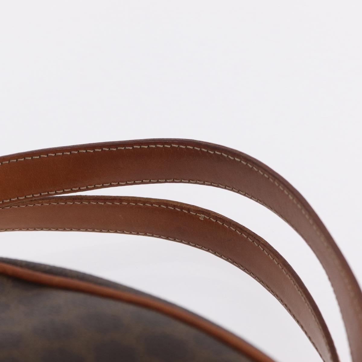 CELINE Macadam Canvas Hand Bag PVC Leather Brown Gold Auth mr3172A