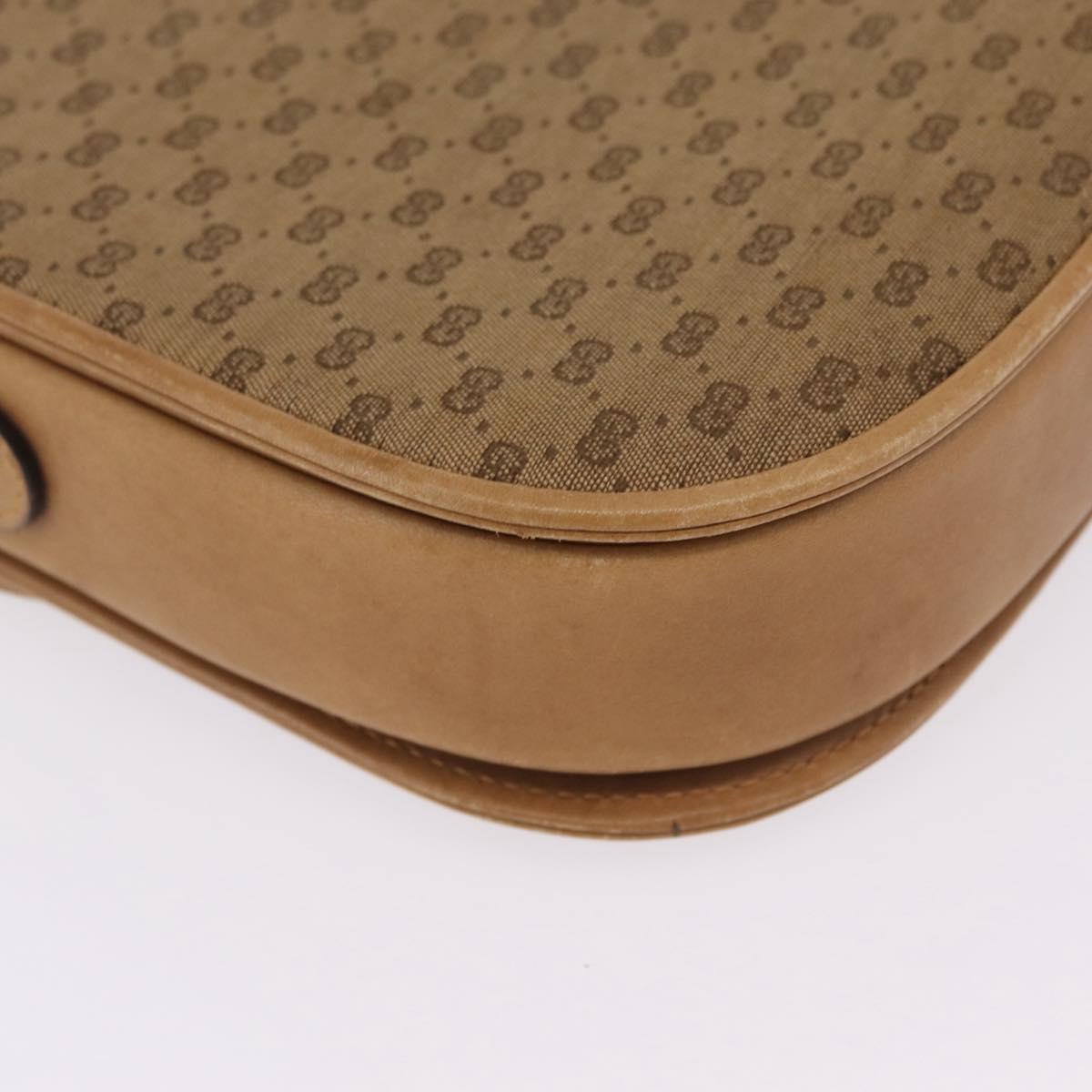 GUCCI Micro GG Canvas Shoulder Bag Beige Gold Auth mr3173