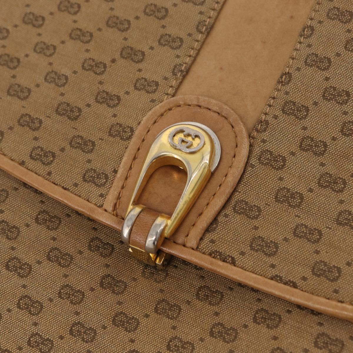 GUCCI Micro GG Canvas Shoulder Bag Beige Gold Auth mr3173
