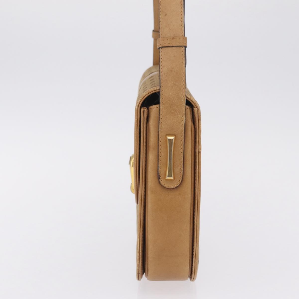 GUCCI Micro GG Canvas Shoulder Bag Beige Gold Auth mr3173