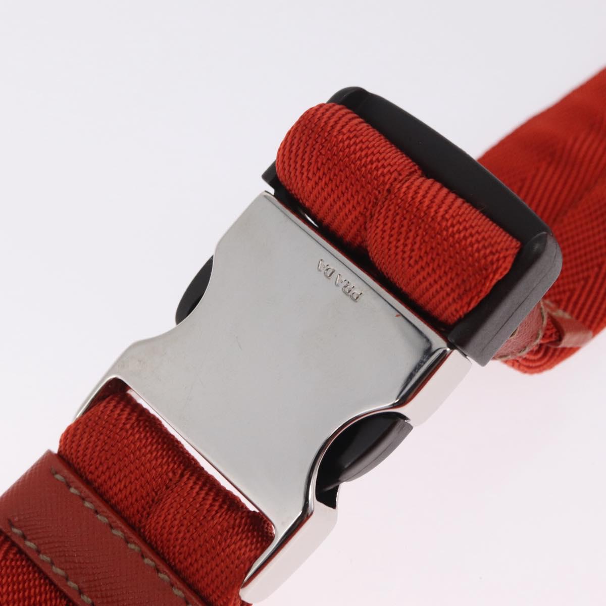 PRADA Waist bag Nylon Orange Silver Auth mr3174A