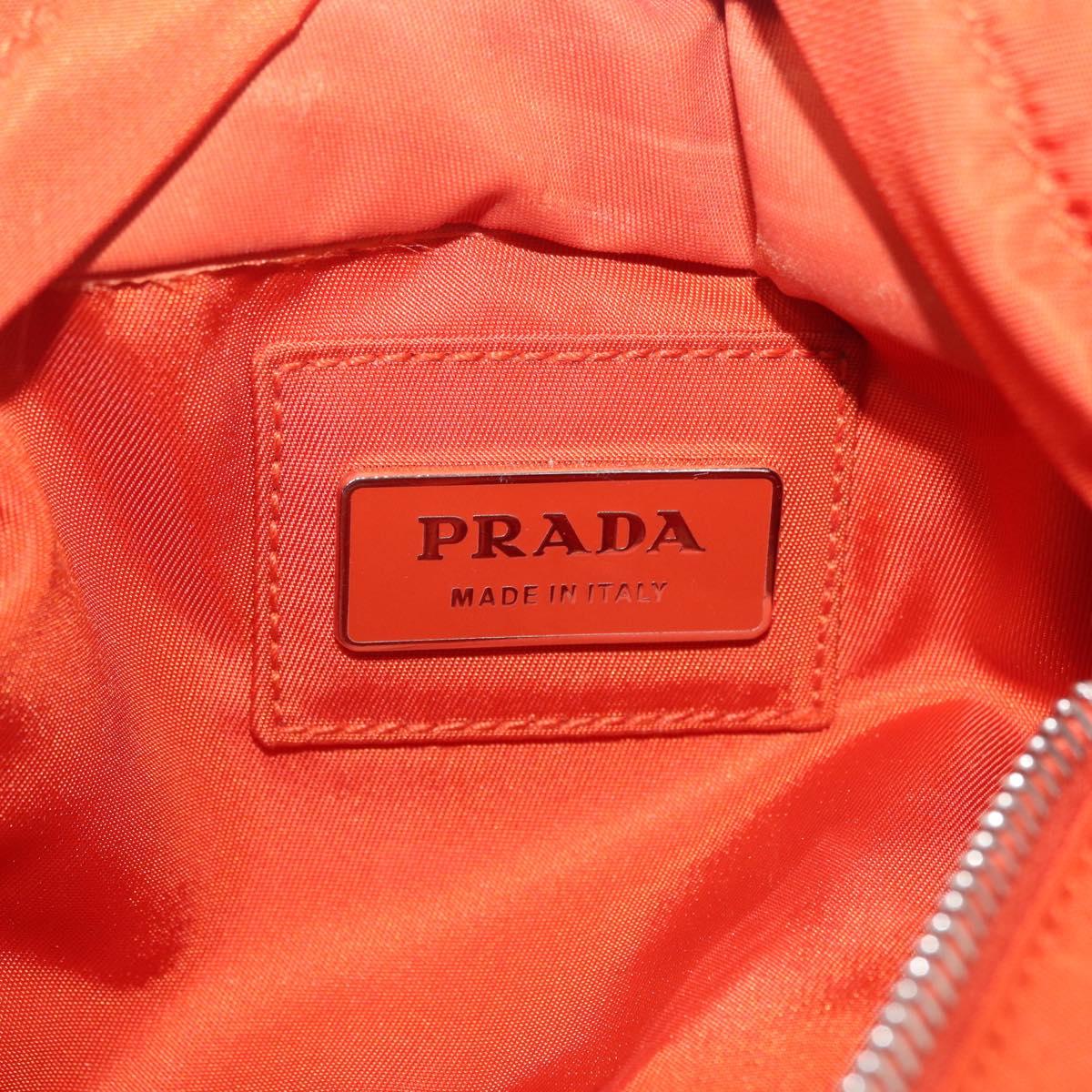 PRADA Waist bag Nylon Orange Silver Auth mr3174A