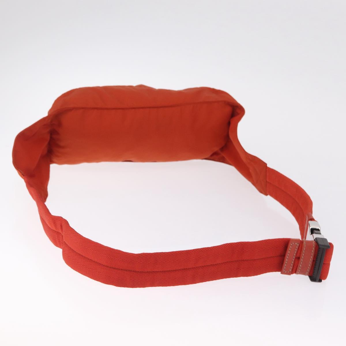 PRADA Waist bag Nylon Orange Silver Auth mr3174A