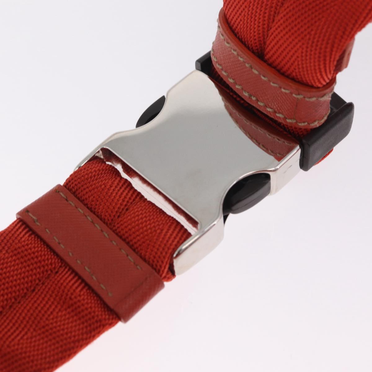 PRADA Waist bag Nylon Orange Silver Auth mr3174A