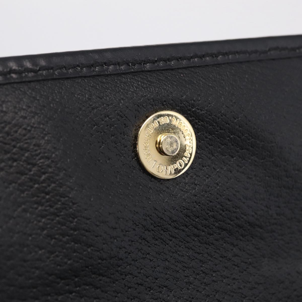 CELINE Macadam Canvas Pouch PVC Leather Black Gold Auth mr3184A