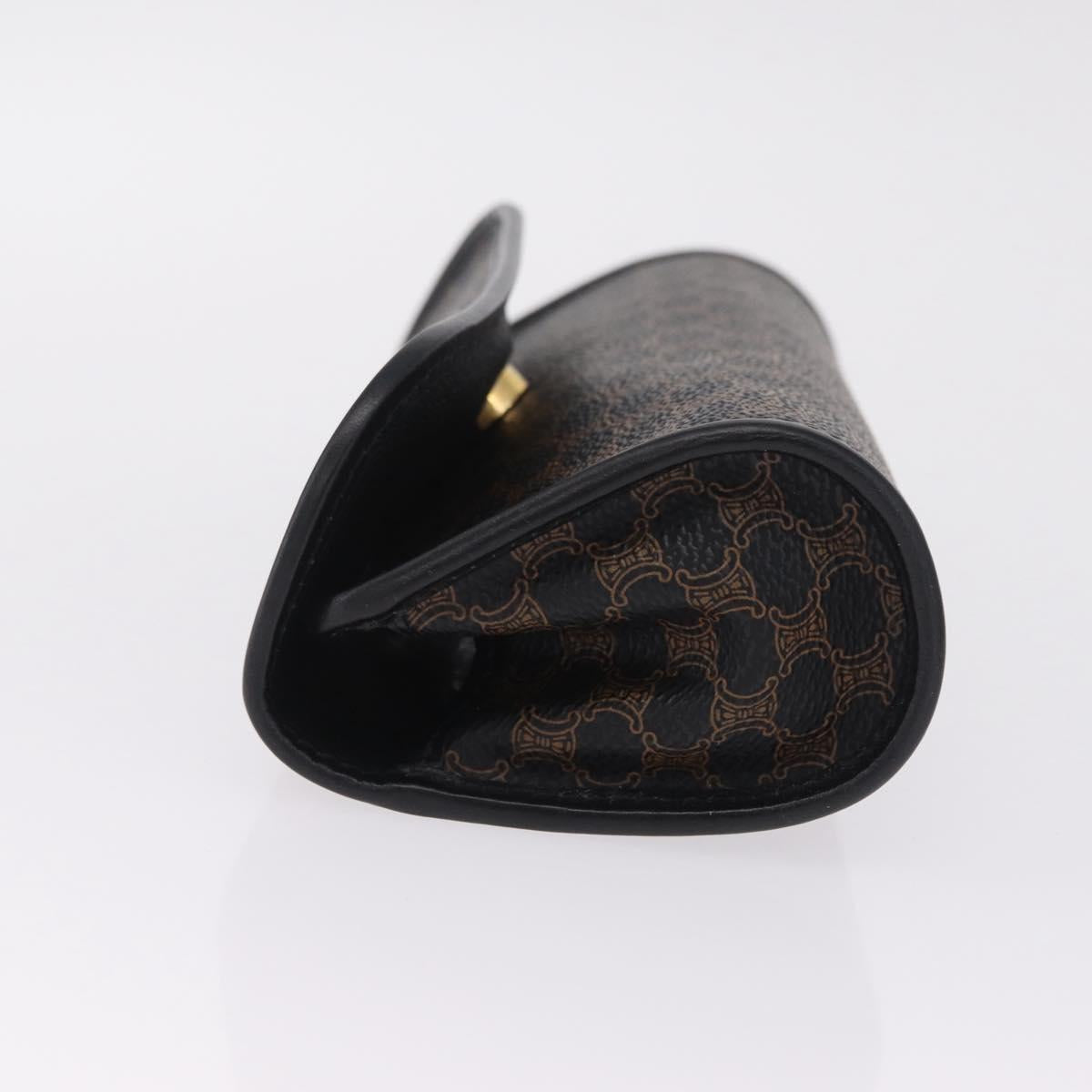 CELINE Macadam Canvas Pouch PVC Leather Black Gold Auth mr3184A