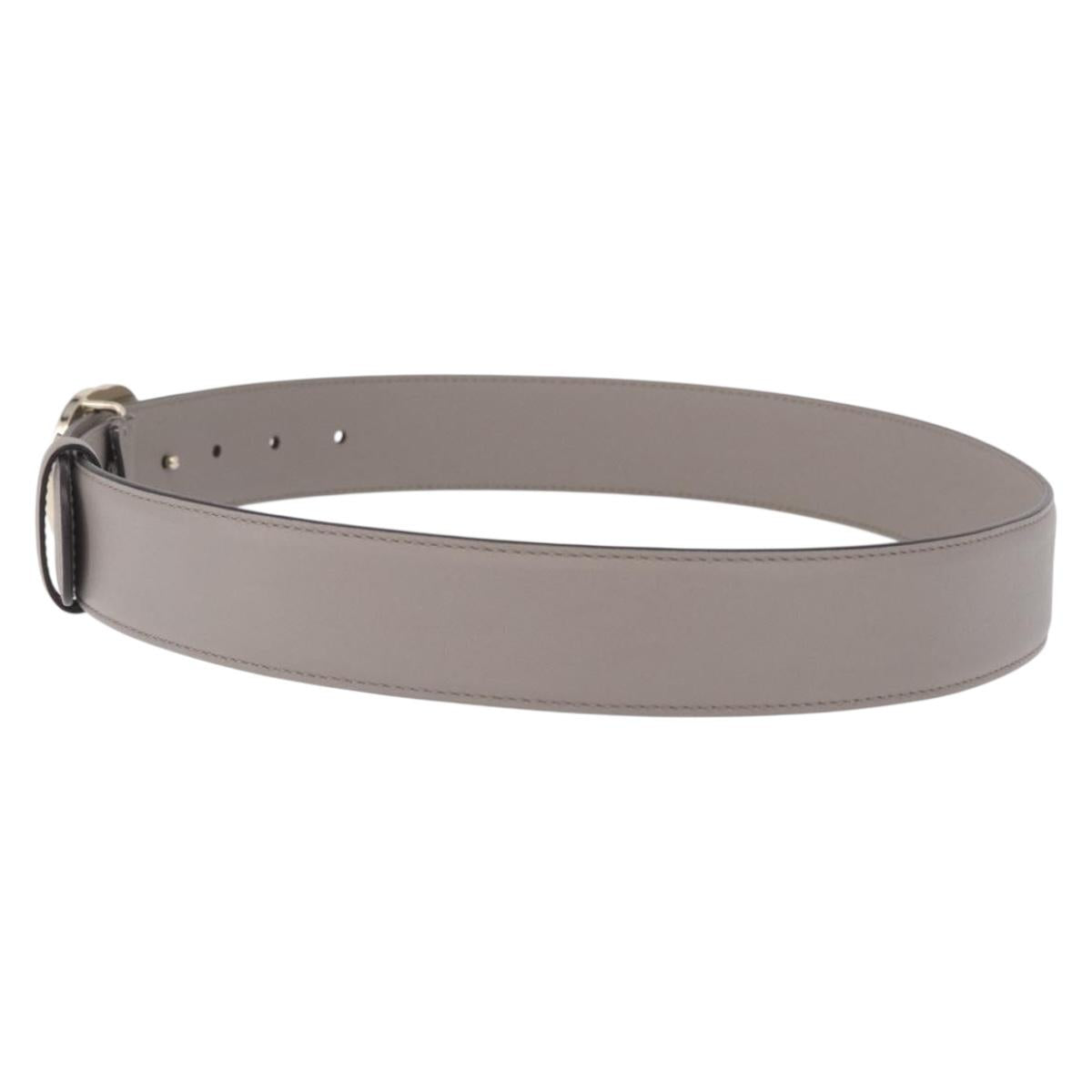 GUCCI Belt Leather 37.4"" Gray Gold 409417 Auth mr3188A