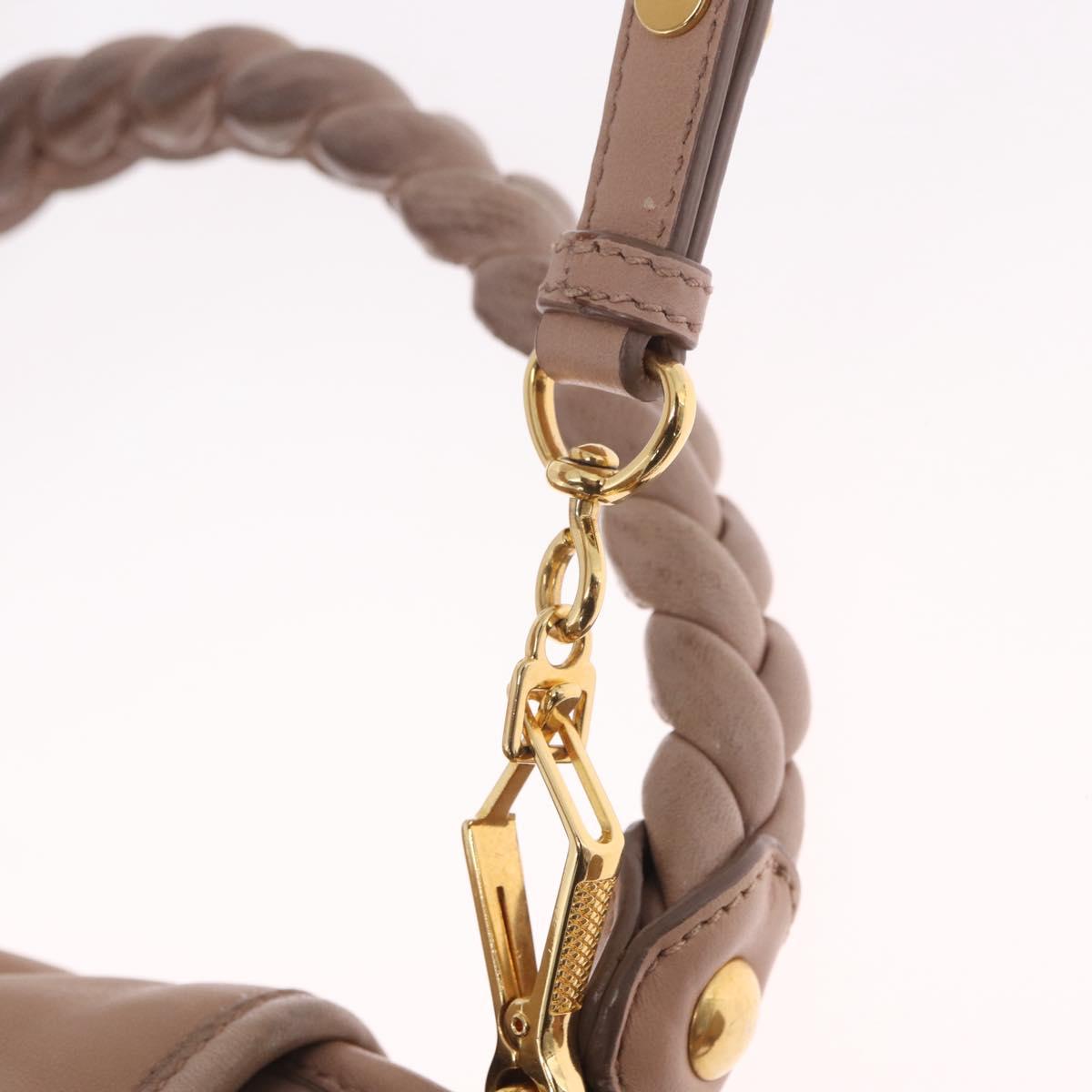 Miu Miu Hand Bag Leather 2way Pink Gold Auth mr3197V