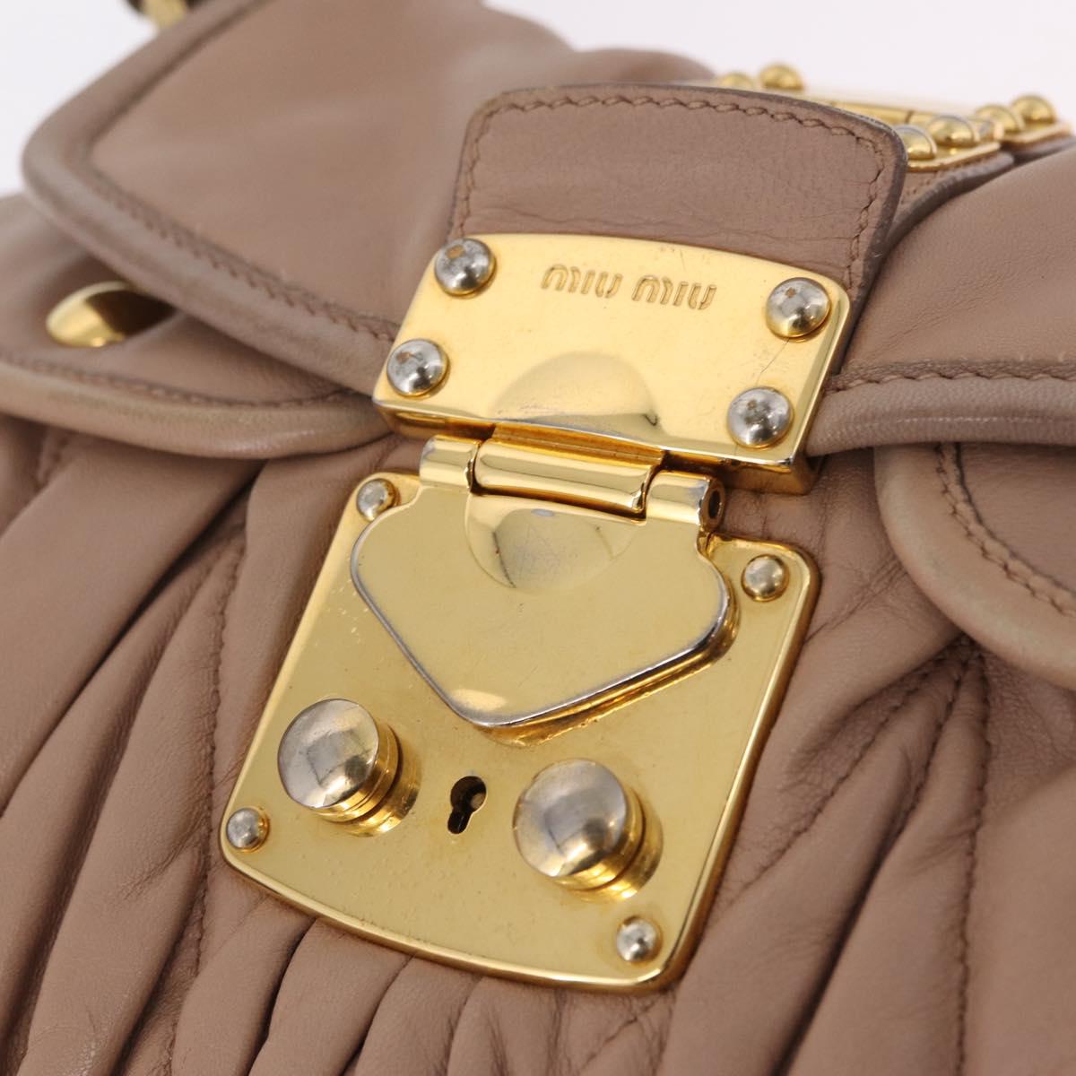 Miu Miu Hand Bag Leather 2way Pink Gold Auth mr3197V
