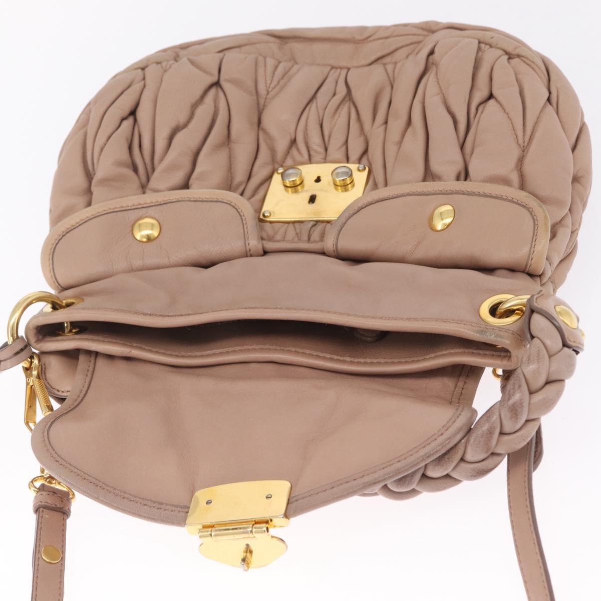 Miu Miu Hand Bag Leather 2way Pink Gold Auth mr3197V